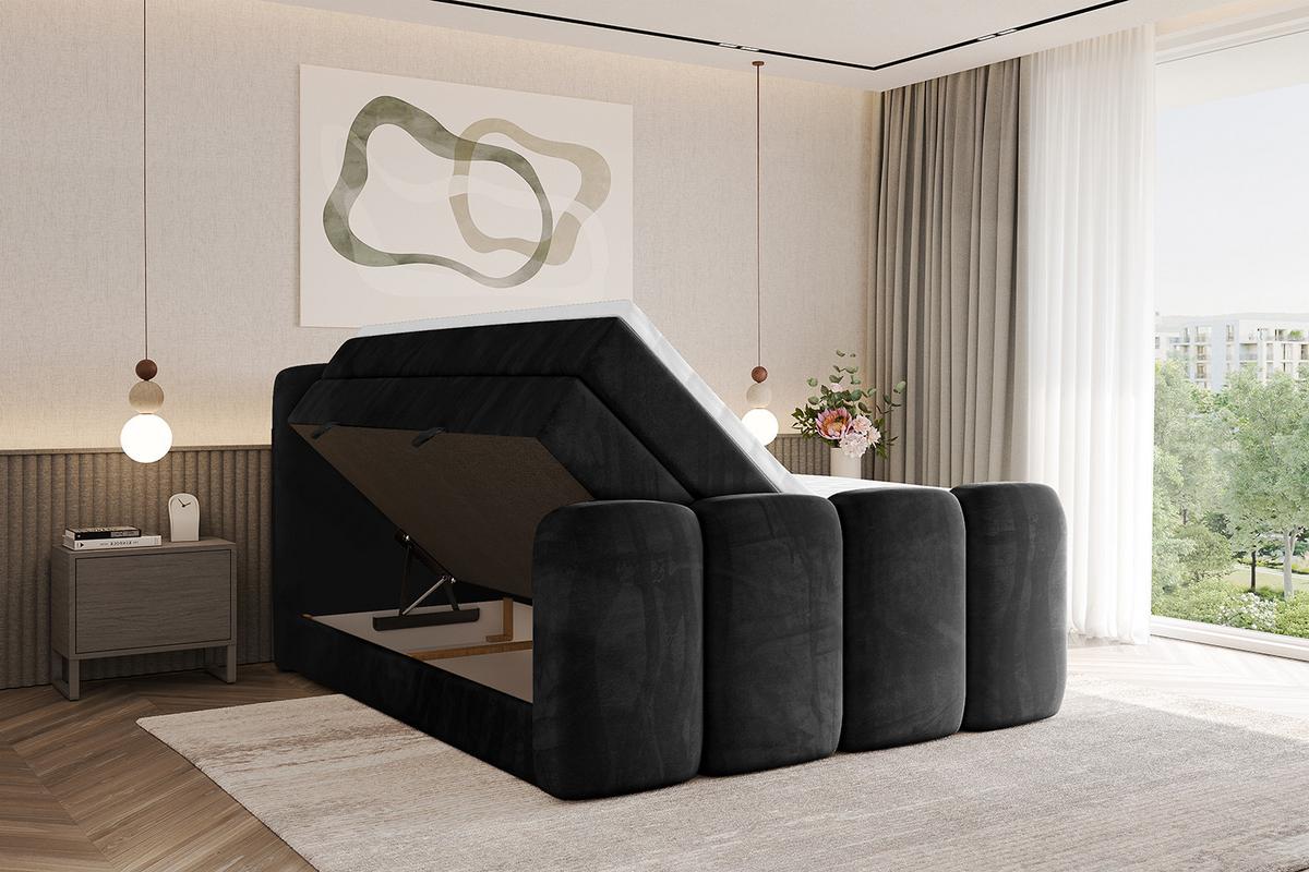 BOXBETT mit Matratze H3|H4 und Lattenrost - NINA-Z KING - 160x200 cm Casablanca - Schwarz - Schwarz Hochglanz, Holzwerkstoff (160/200cm)