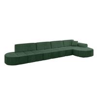 ECKSOFA Ottomane Rechts LIVO-L3 - 422x173x79,5 cm Grün - Grün, Holzwerkstoff/Textil (422/173cm) - ALTDECOR