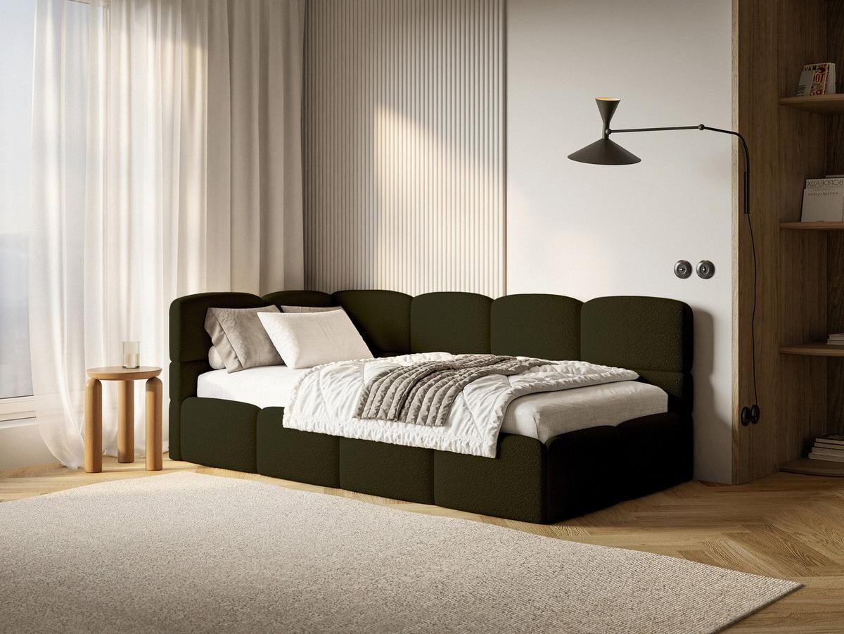 JUGENDBETT Cloudy Olivgrün 120 cm, Bouclé - Schwarz/Olivgrün, Kunststoff/Textil (120/200cm) - Selsey