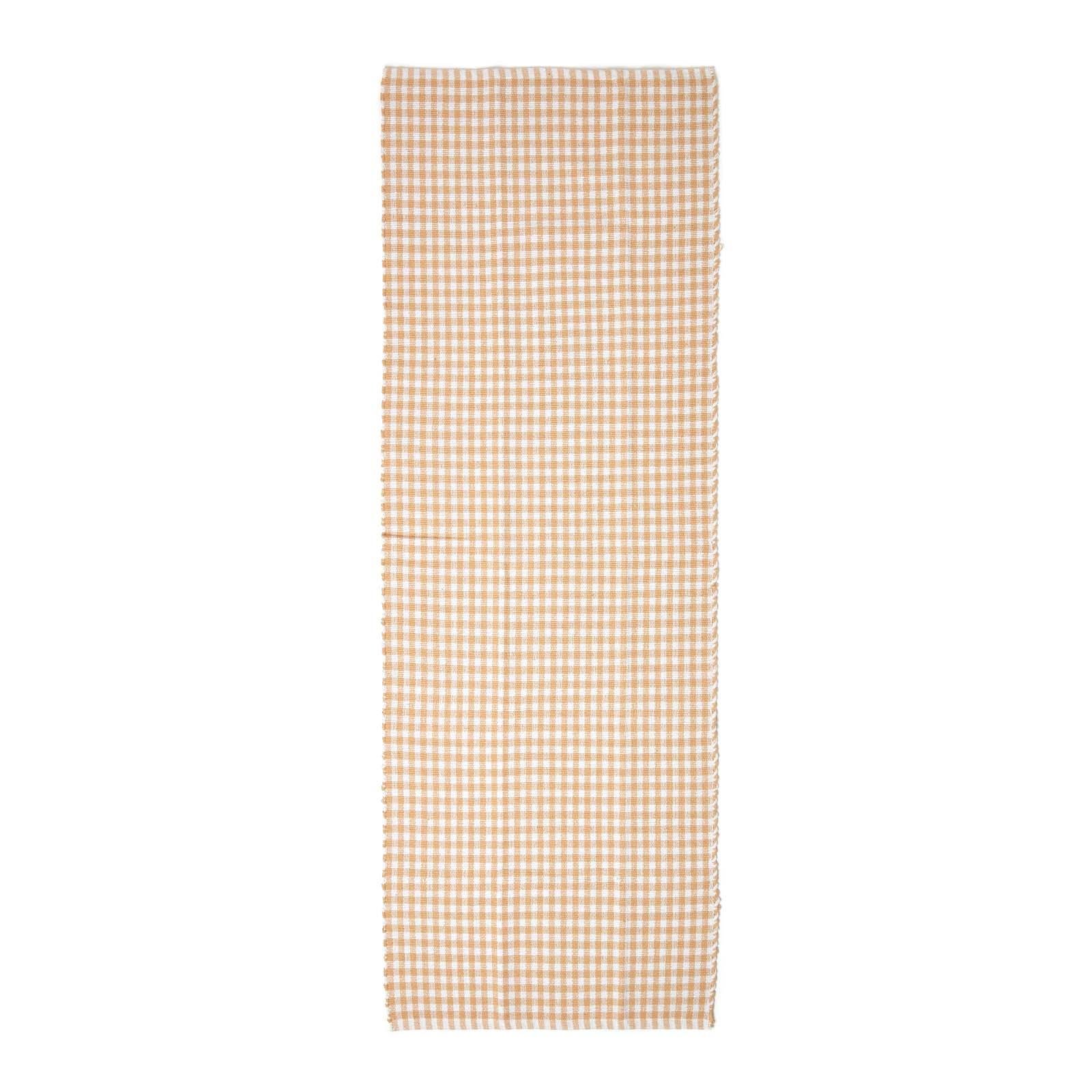 TEPPICHLÄUFER Vichy-Karo Baumwolle 66/200 cm - Beige, Textil (66/200cm) - Homescapes