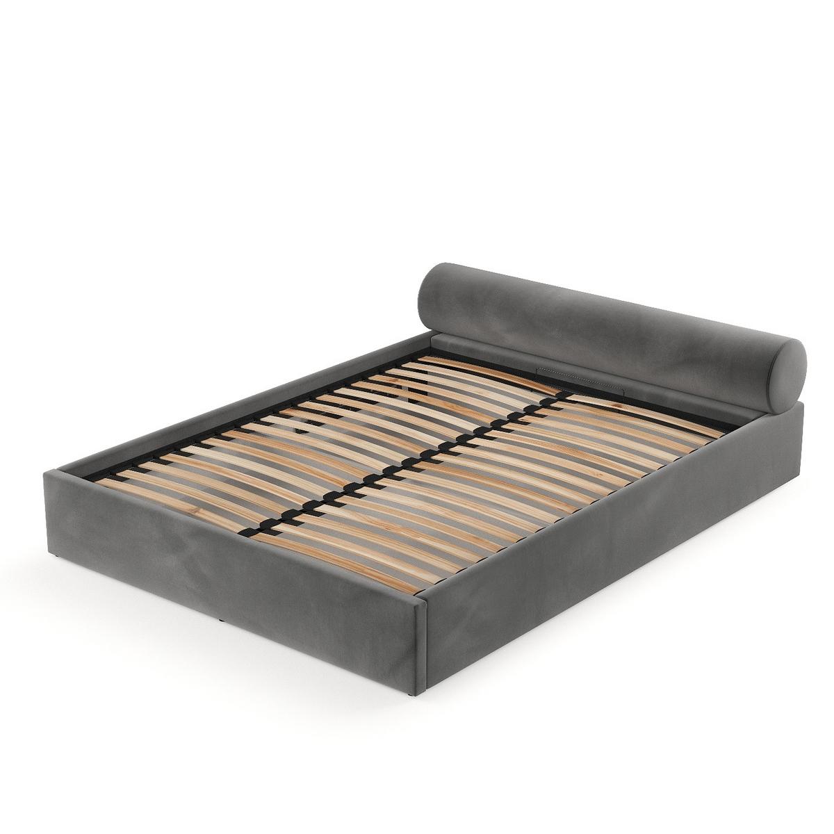 POLSTERBETT Solvo mit Stauraum 160/200 cm Stahl im Kronos Stoff - Schwarz/Naturfarben, Holz/Holzwerkstoff (160/200cm) - AltaBeds