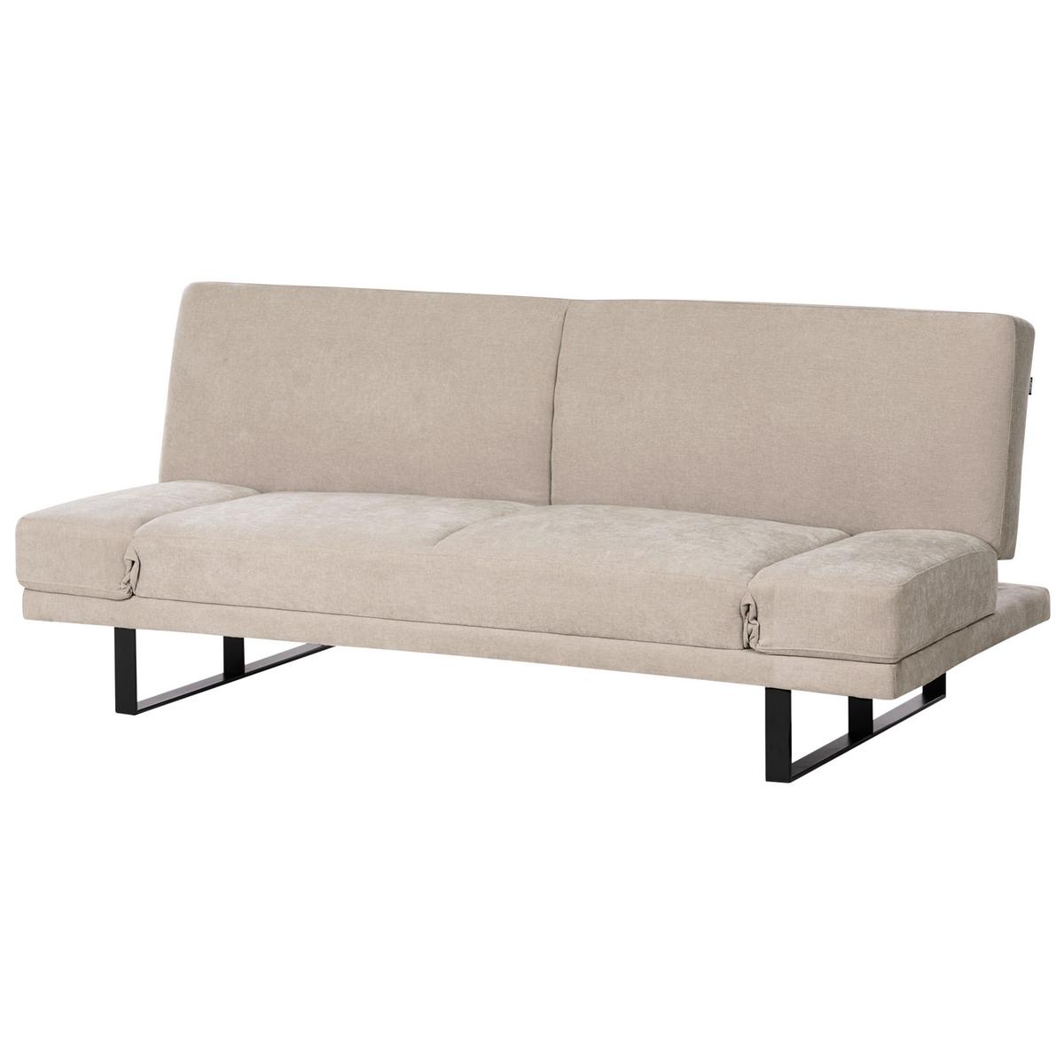 SCHLAFSOFA 2-Sitzer Chenillegewebe Hellbeige York - Beige/Schwarz, Textil (190/81/89cm) - Beliani