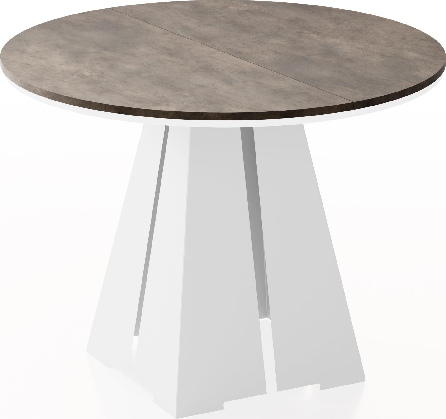 ESSTISCH Kova runder ausziehbarer, Dunkelgrauer Chicago Beton 100-180/100/76 cm - Dunkelgrau/Weiß, Holzwerkstoff/Metall (100/176/76cm) - WFL GROUP
