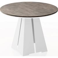 ESSTISCH Kova runder ausziehbarer, Dunkelgrauer Chicago Beton 100-180/100/76 cm - Dunkelgrau/Weiß, Holzwerkstoff/Metall (100/176/76cm) - WFL GROUP