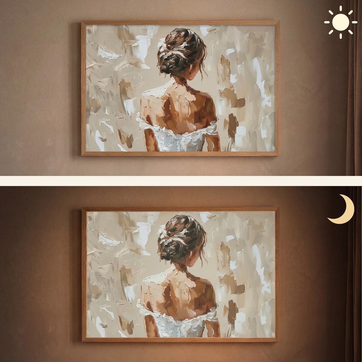 WANDLEUCHTE MIT AKKU Frau - Farbe - Abstrakt - Beige - Modern 100x70 cm - Hellbraun, Holzwerkstoff (100/70/8cm) - OnlyWow