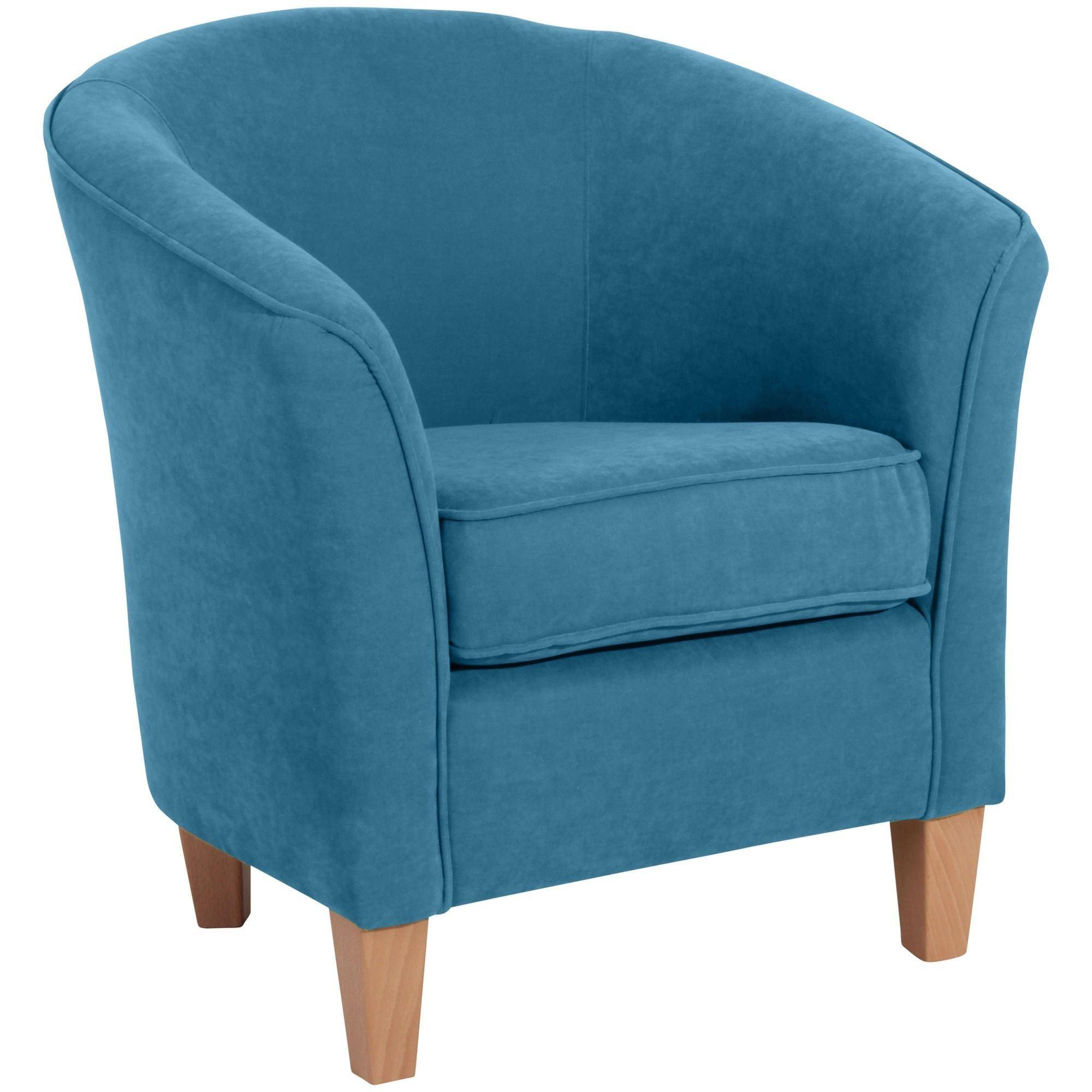SESSEL Karine Bezug Veloursstoff Buche natur / petrol - Blau, Kunststoff (70/74/70cm) - 58aufmkessel