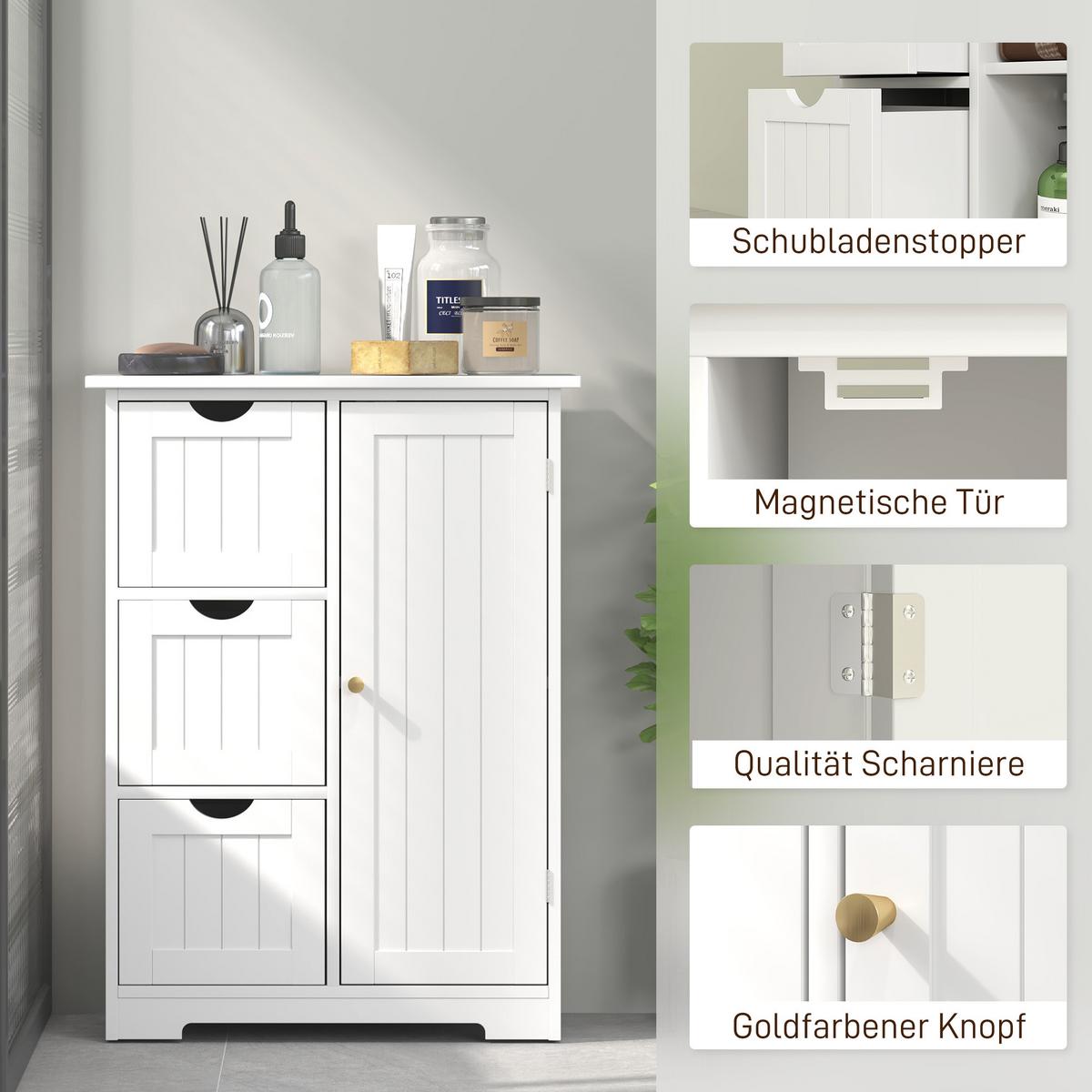 BADEZIMMERSCHRANK MDF Weiß - Weiß, Holzwerkstoff (30/80/60cm) - HOMCOM
