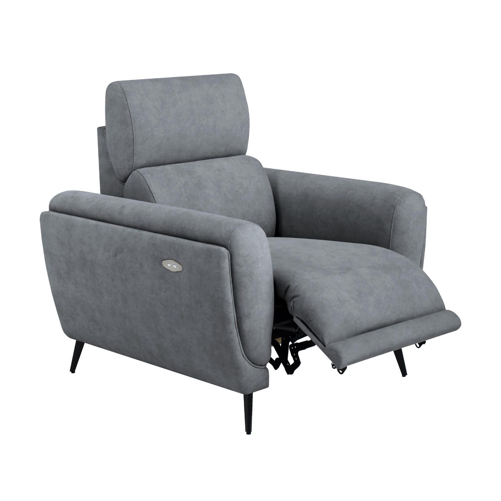 RELAXSESSEL Comfort, mit elektrischer Verstellung und verstellbarer Kopfstütze, Dunkelgrau - Dunkelgrau/Schwarz, Textil (103/97/102cm) - Beautysofa