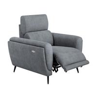 RELAXSESSEL Comfort, mit elektrischer Verstellung und verstellbarer Kopfstütze, Dunkelgrau - Dunkelgrau/Schwarz, Textil (103/97/102cm) - Beautysofa