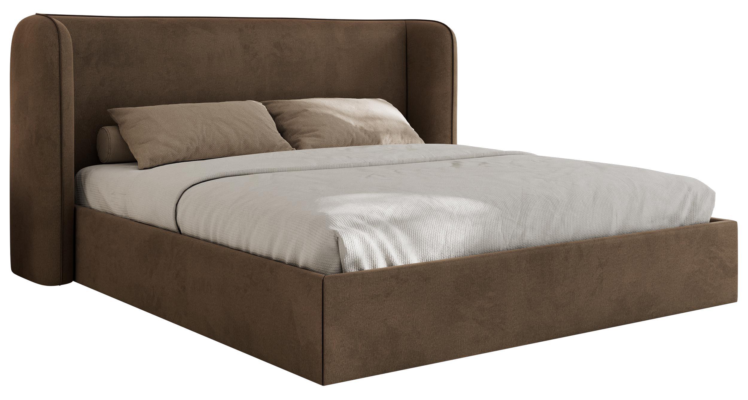 POLSTERBETT EMORA CLASSIC 180/200 - Braun Velvet - Pocket-Matratze - Braun, Textil (180/200cm) - MKS