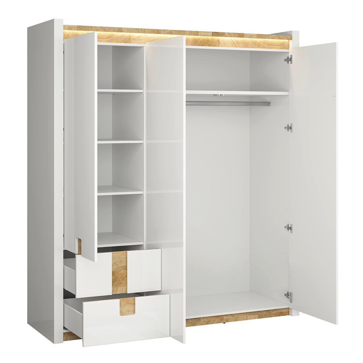 SCHRANK 3 Türen Helios Weiß und Holz - Weiß, Holzwerkstoff (180/202/60cm) - Petits-meubles