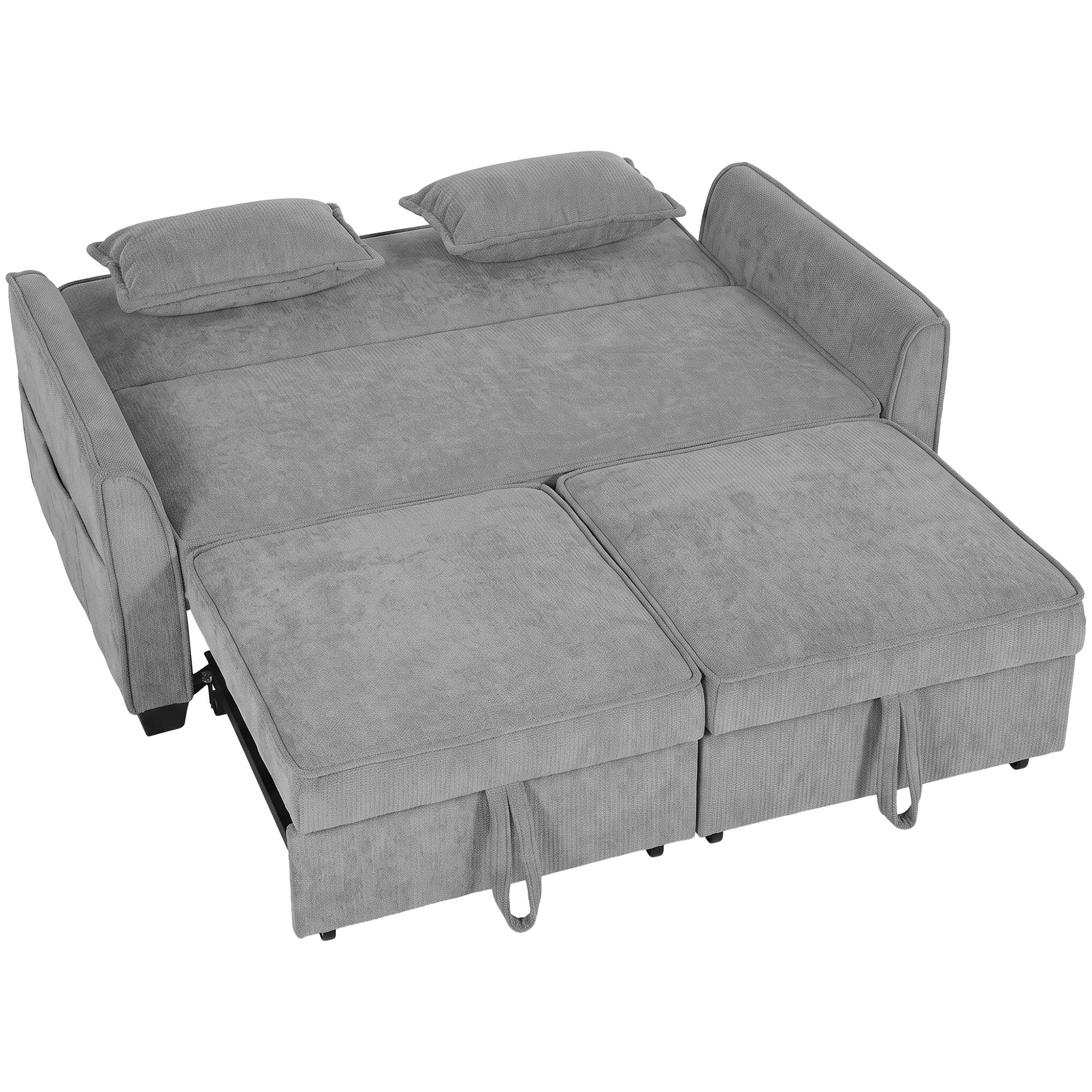 SCHLAFSOFA Polyester Grau - Grau, Kunststoff/Textil (89/85/167cm) - HOMCOM