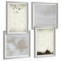 BILDER SET 4er Set - 50x50 cm & 40x60 cm Silberner Rahmen - Textur eines Vogelschwarms - Silberfarben, Kunststoff (50/50cm) - TULUP