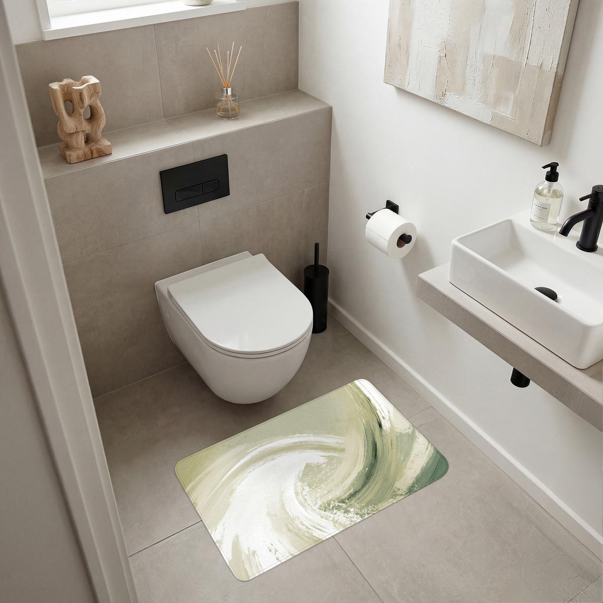 BADEMATTE Abstrakt - Pinselstriche - Wellen - Grün 80x50 cm - Mintgrün, Textil (80/50cm) - OnlyWow