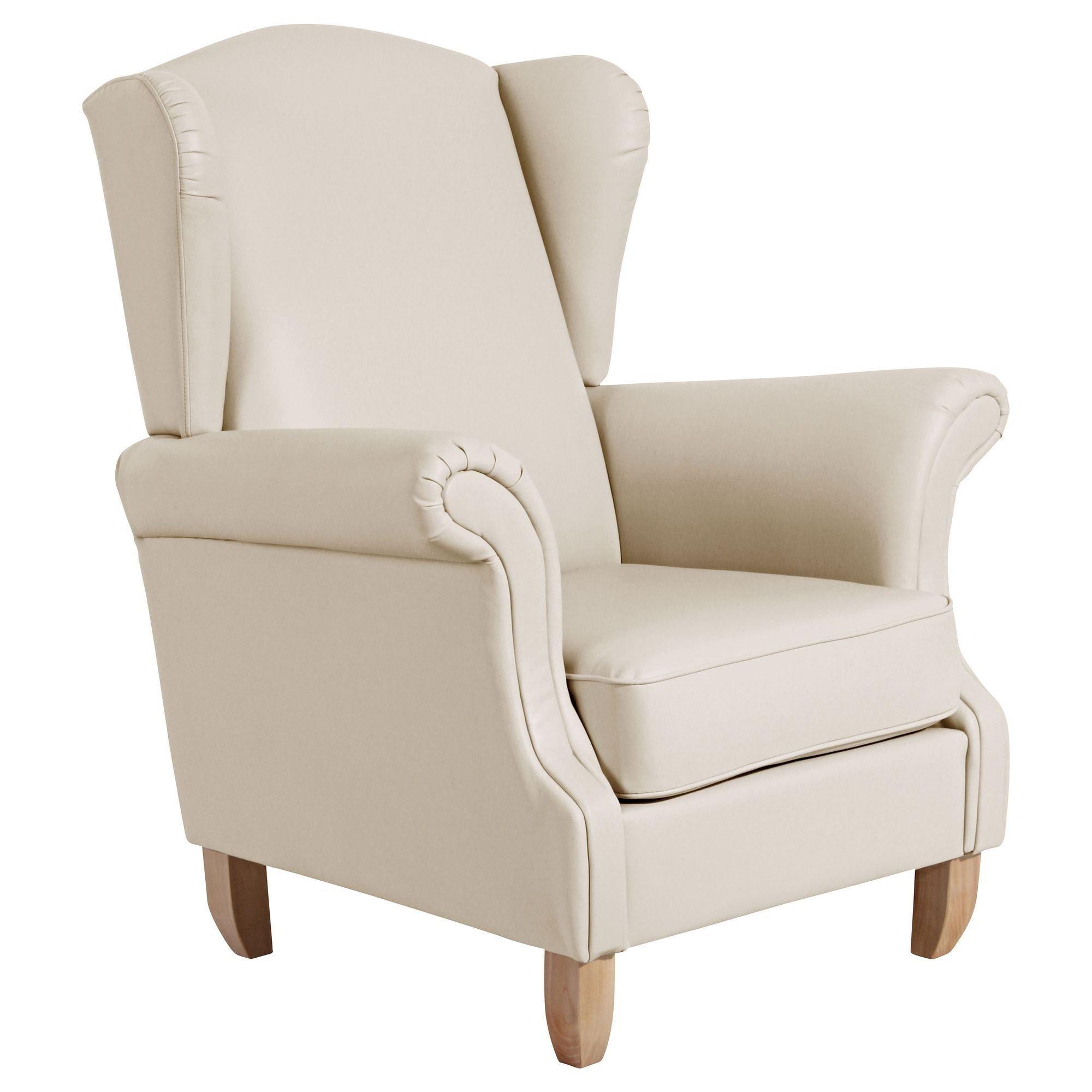 OHRENSESSEL Katria Bezug Kunstleder Buche natur / beige - Weiß, Kunststoff (88/108/84cm) - 58aufmkessel