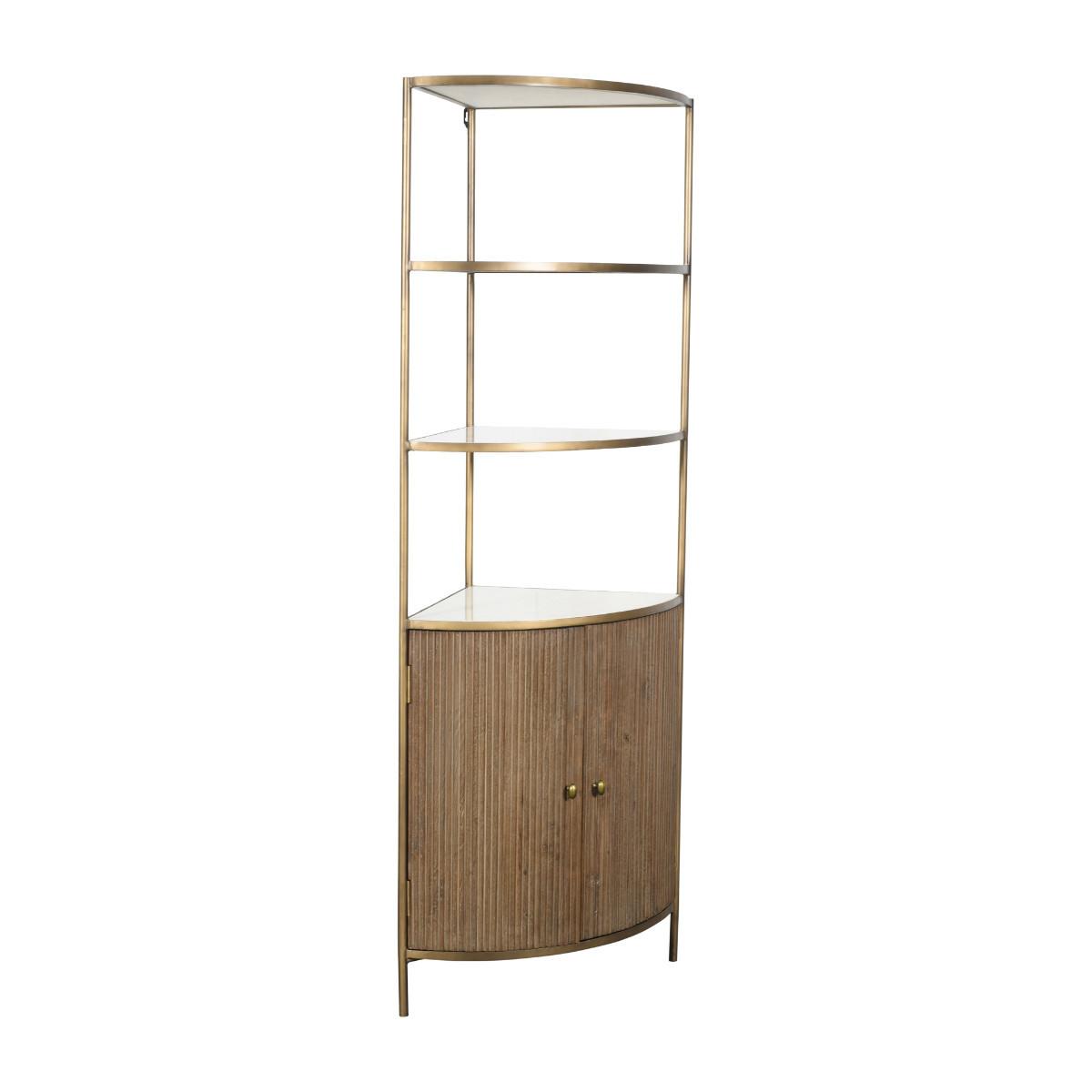ECKREGAL aus Massivholz und Marmor 59/193/42 cm - Beige, Holz (42/193/28.5cm) - Signature