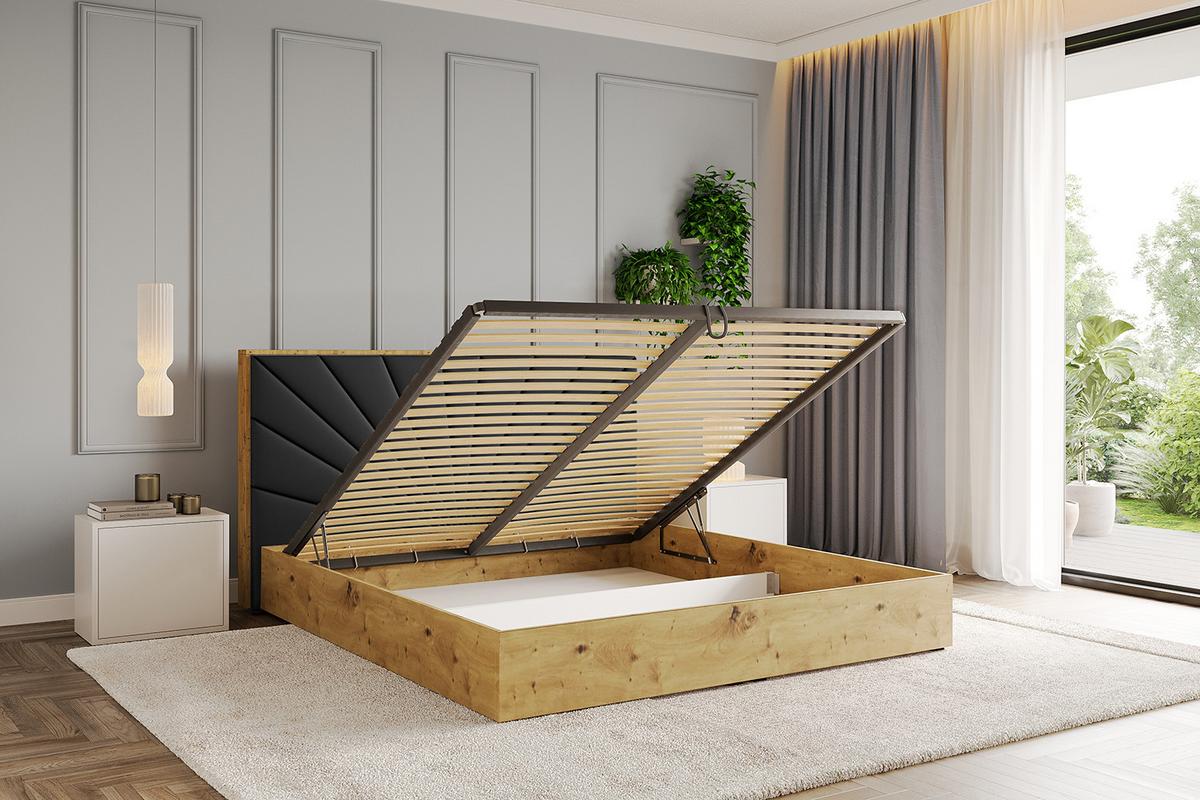 POLSTERBETT mit Bettkasten und Lattenrost, Boxbett ohne Matratze - ENZO6 180x200 Schwarz Kunstleder - Schwarz Hochglanz, Holzwerkstoff/Textil (180/200cm) - ALTDECOR