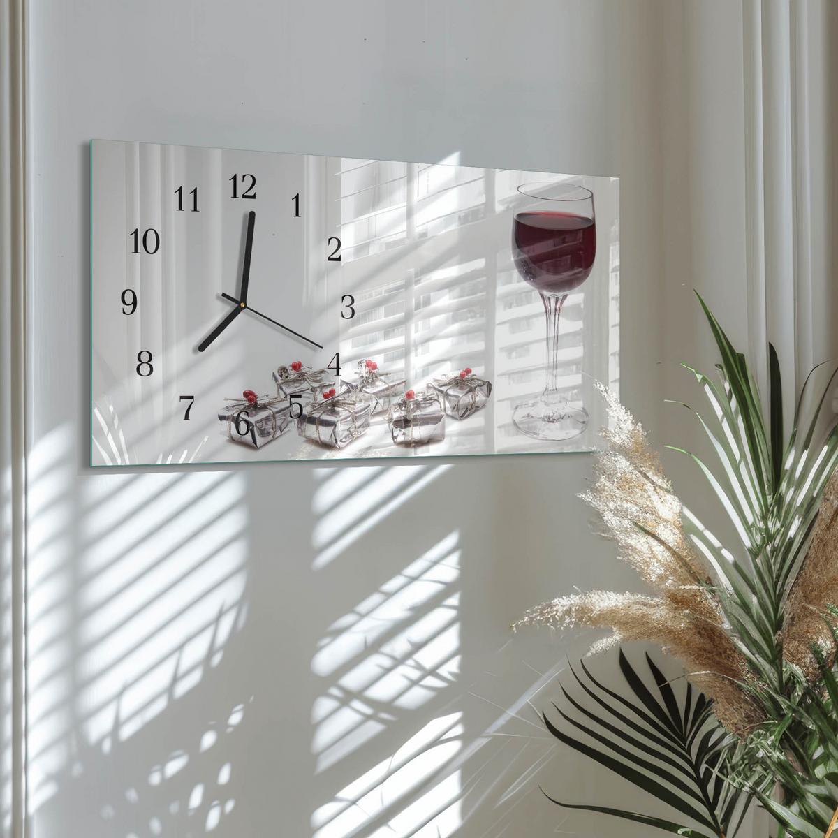 WANDUHR aus Glas 60x30 cm - Weinglas - Multicolor, Glas (60/30/0.4cm) - TULUP