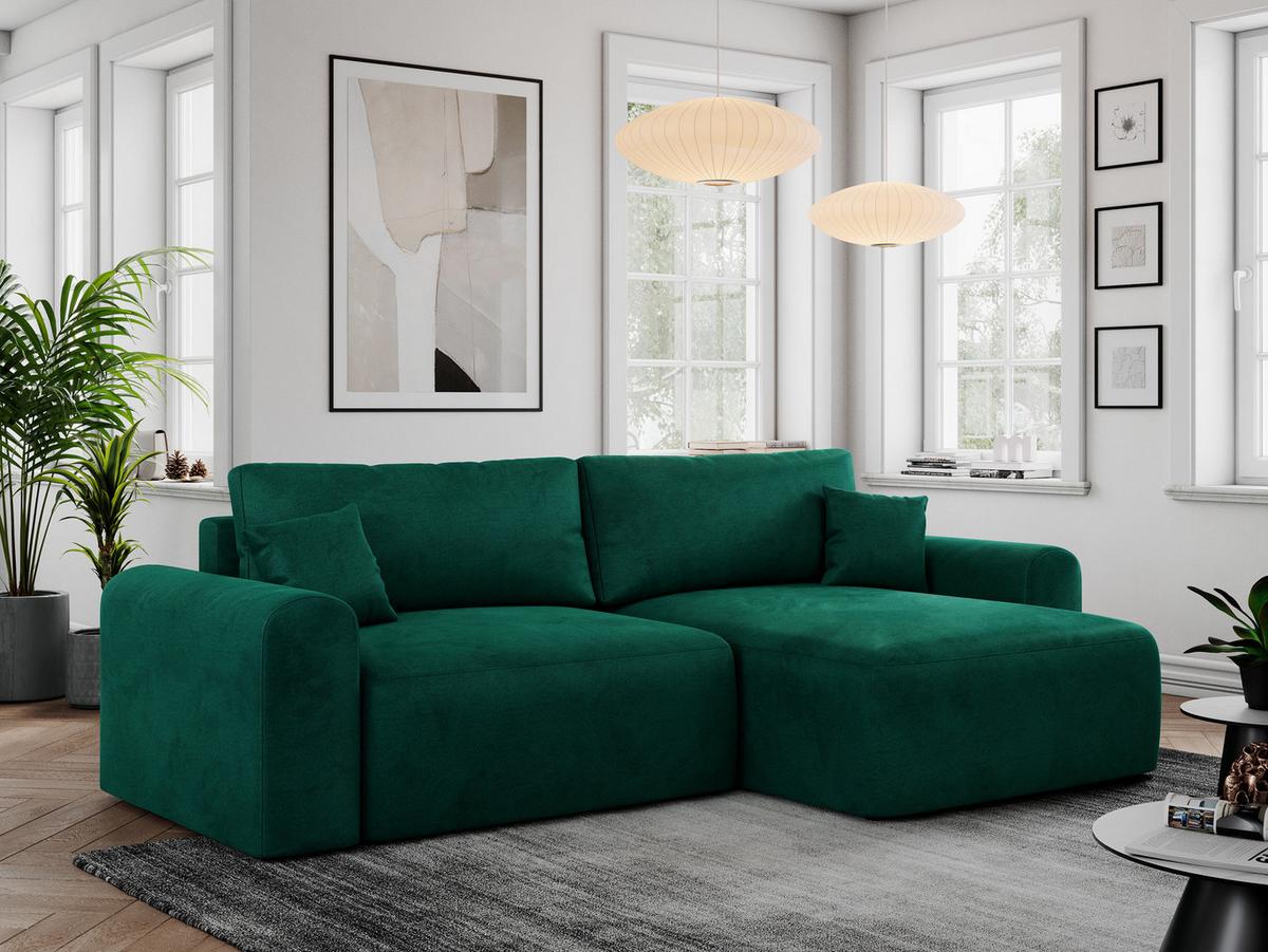 ECKSOFA NELSON Dunkelgrün Velvet - Dunkelgrün/Schwarz, Kunststoff/Textil (274/152cm) - MKS
