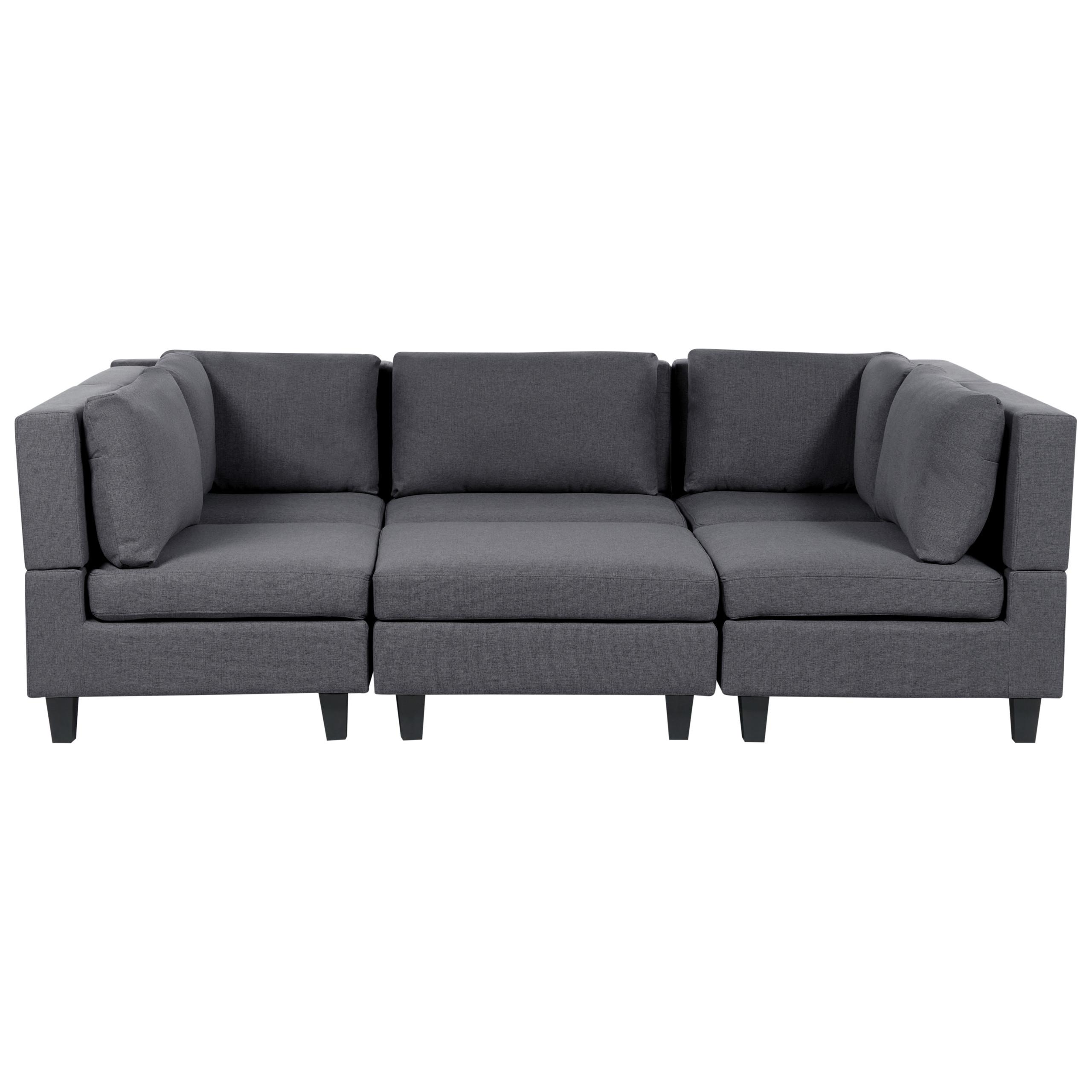5-SITZER-MODULSOFA U-förmiges Dunkelgrau Stoff mit Ottomane Unstad - Dunkelgrau, Textil (228/72/76cm) - Beliani