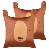 DEKOKISSEN 2er-Set Braun 45/45 cm Teddybear - Braun, Naturmaterialien (45/45cm) - Beliani