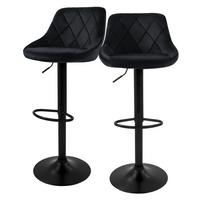 BARHOCKER 2er Set aus Samt Schwarz höhenverstellbar/drehbar - Schwarz, Metall (37/106/47cm) - ML-DESIGN