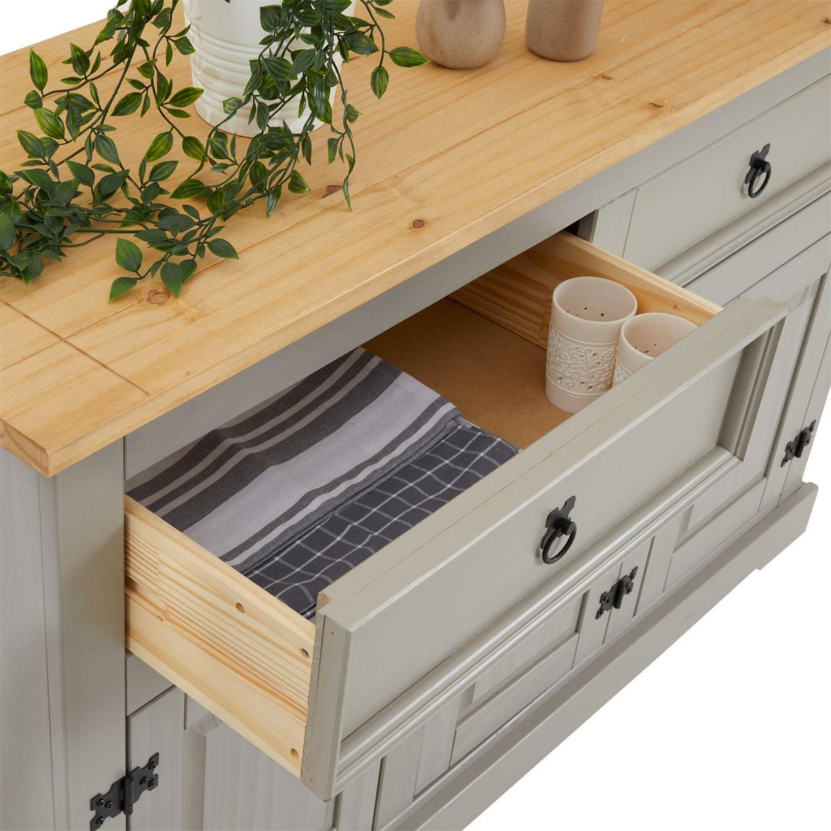 SIDEBOARD TEQUILA grau/braun - Braun/Grau, Holz (133/85/44cm) - IDIMEX