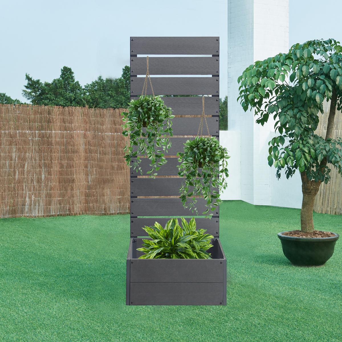 BLUMENKASTEN Heerde - Grau, Kunststoff (56/150/38cm) - [en.casa]