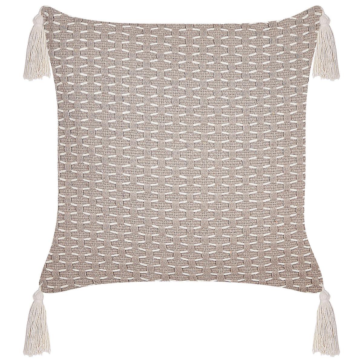 DEKOKISSEN 2er-Set Taupe 42/42 cm Hakone - Graubraun, Textil (42/42cm) - Beliani