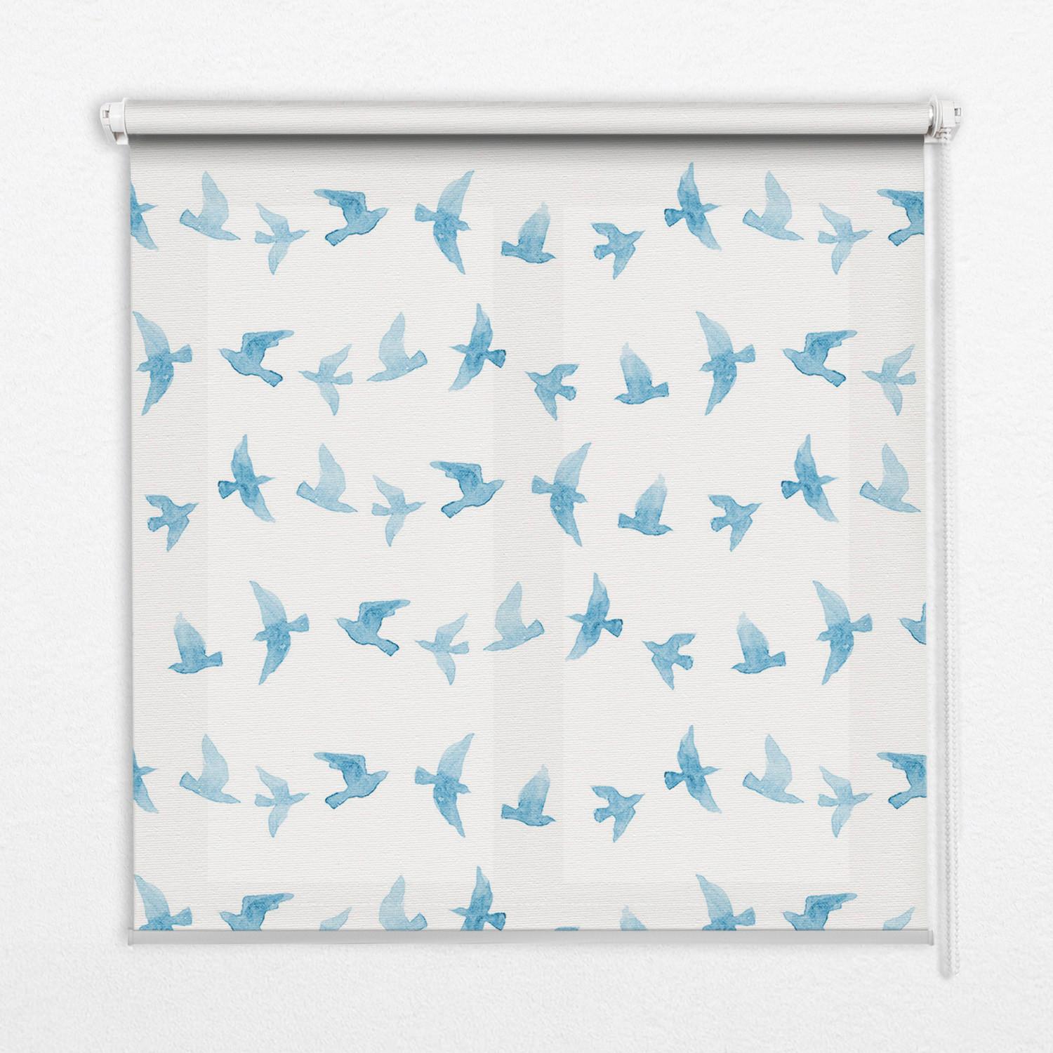 INNENROLLO - Fensterrollo - Rollo - 100x140 cm - Blaumeisen - Blau, Kunststoff (100/140/0.5cm) - TULUP