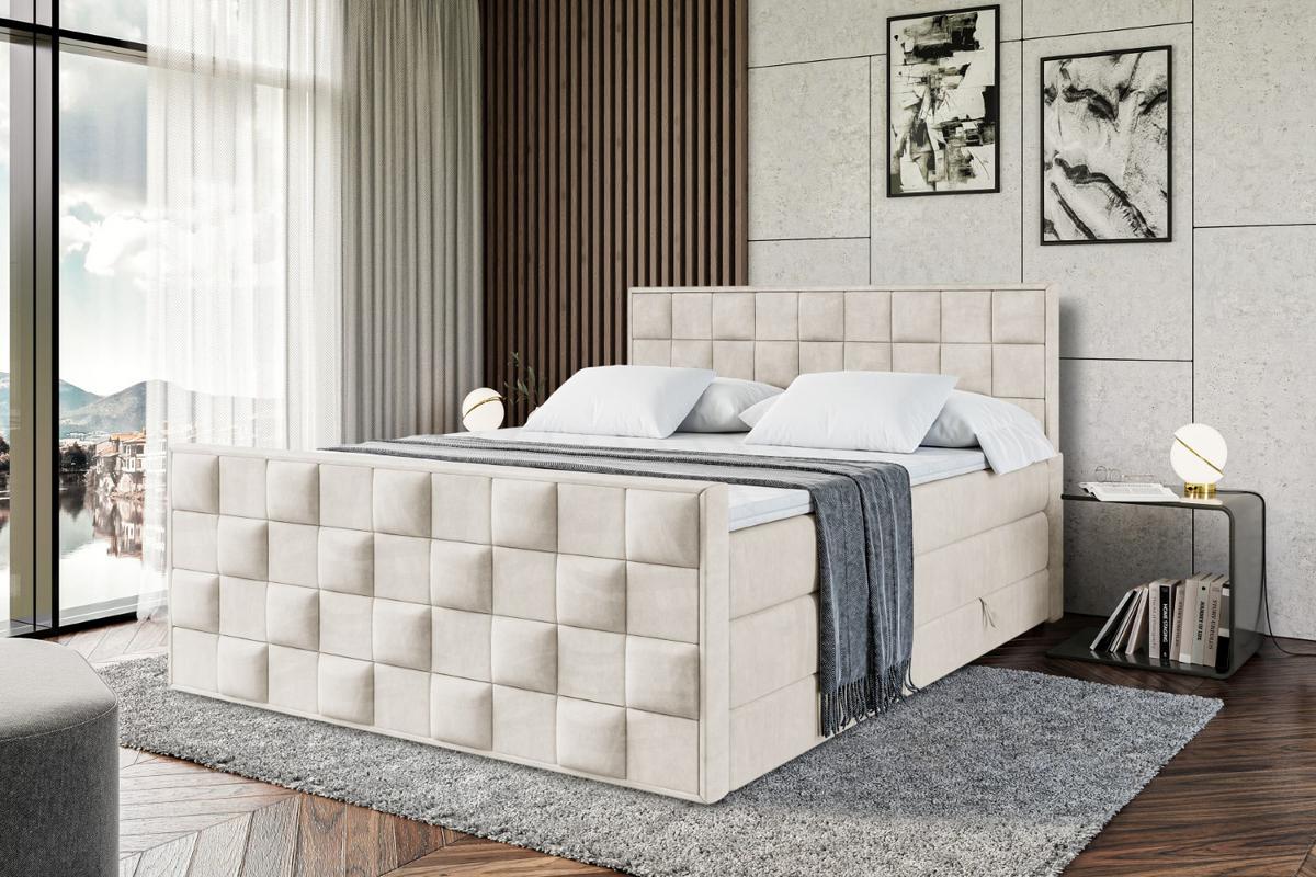 BOXSPRINGBETT ZAFIRA KING - 140 x 200 - H3/H4 - Ecru - Ecru, Holzwerkstoff (140/200cm) - ALTDECOR