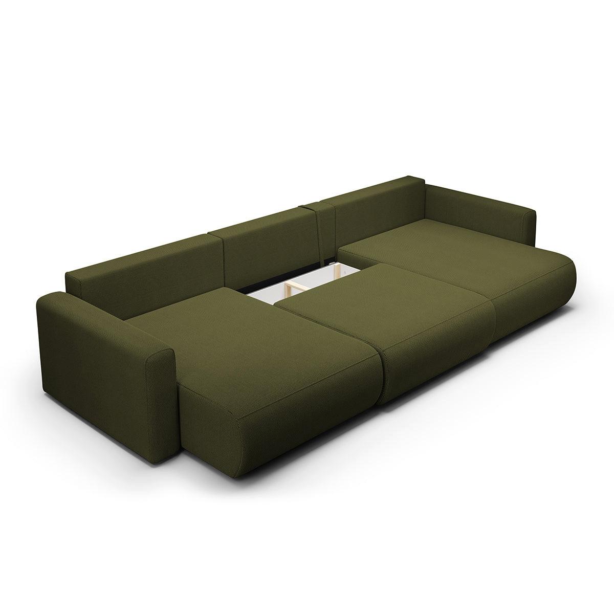 PANORAMASOFA Evy 4 Sitzplätze Grün - Grün, Holz (340/82/149cm) - Petits-meubles