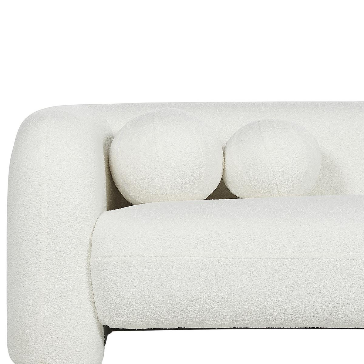 3-SITZER-SOFA Bouclé Weiß Leiren - Weiß, Textil (224/73/83cm) - Beliani