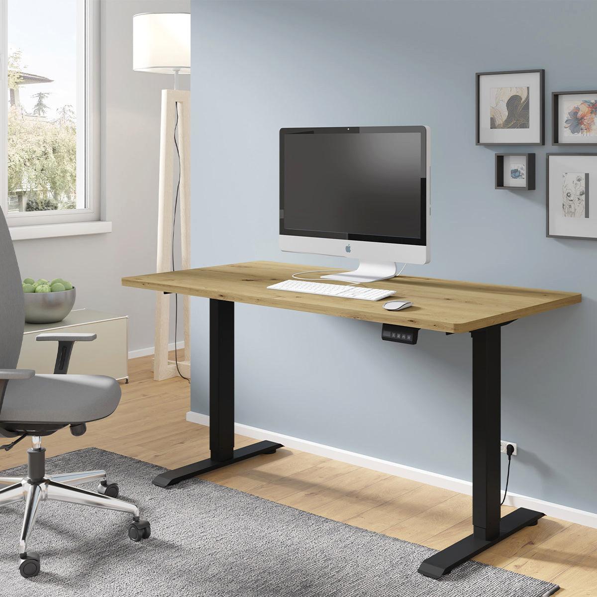 SCHREIBTISCH Ergo Holz und Schwarz - Schwarz/Braun, Holzwerkstoff (140/70/73cm) - Petits-meubles