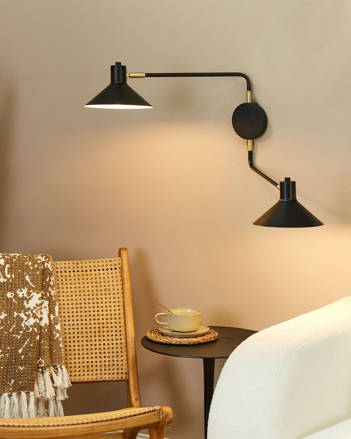 WANDLAMPE Schwarz Kadassa - Goldfarben/Schwarz, Metall (84/38/20cm) - Beliani