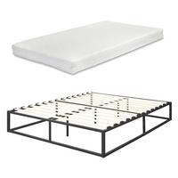 METALLBETT Kreta mit Matratze - Schwarz, Textil/Metall (140/200cm) - [en.casa]