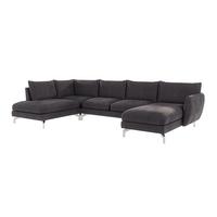 WOHNLANDSCHAFT Elou Graphit Luxusmicrofaser - Chromfarben/Graphitfarben, Textil/Metall (336/87/200cm) - S-Style Möbel