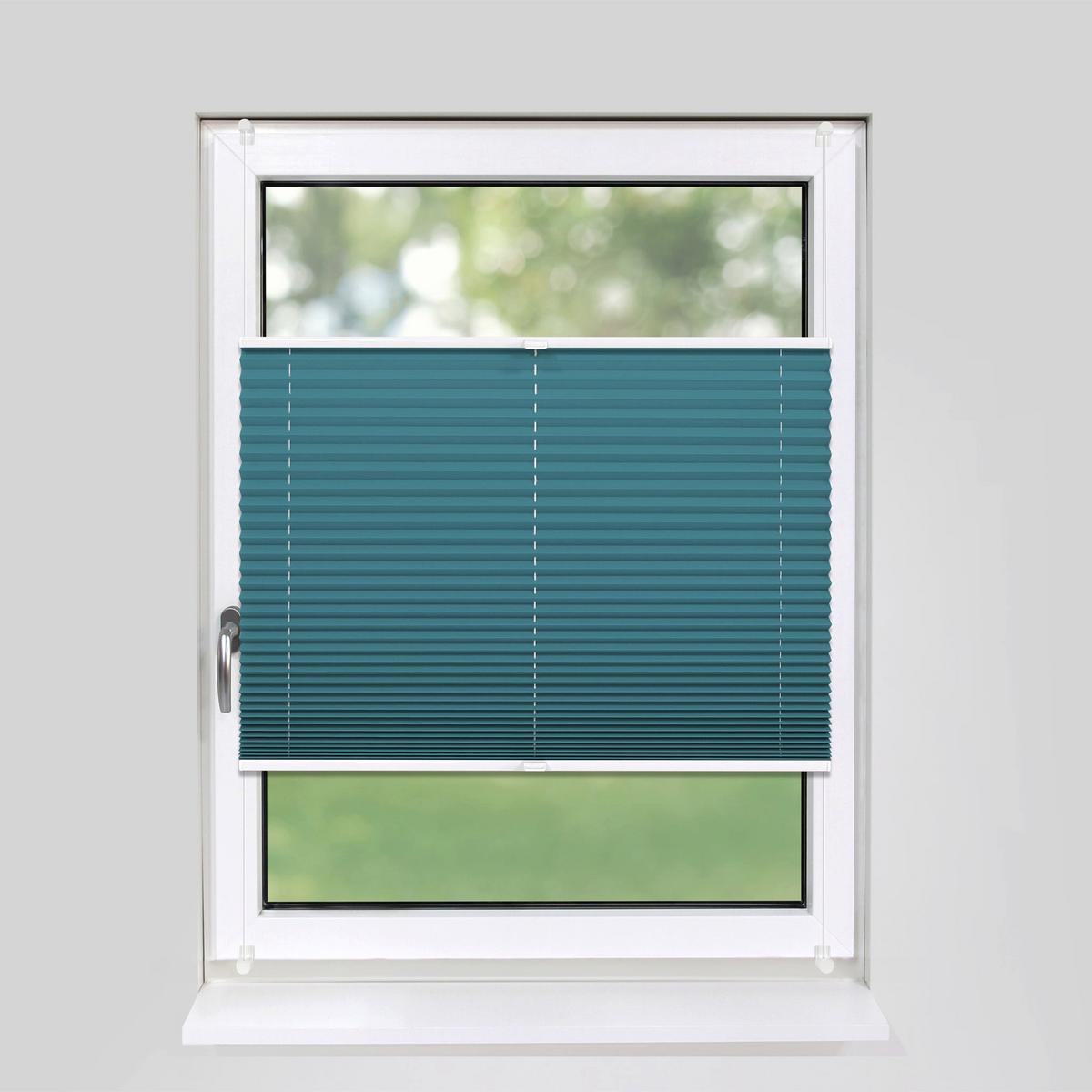 PLISSEE Basic 70 x 210cm Klemmfix ohne Bohren - Petrol, Textil (70/210cm) - Deco-Raum