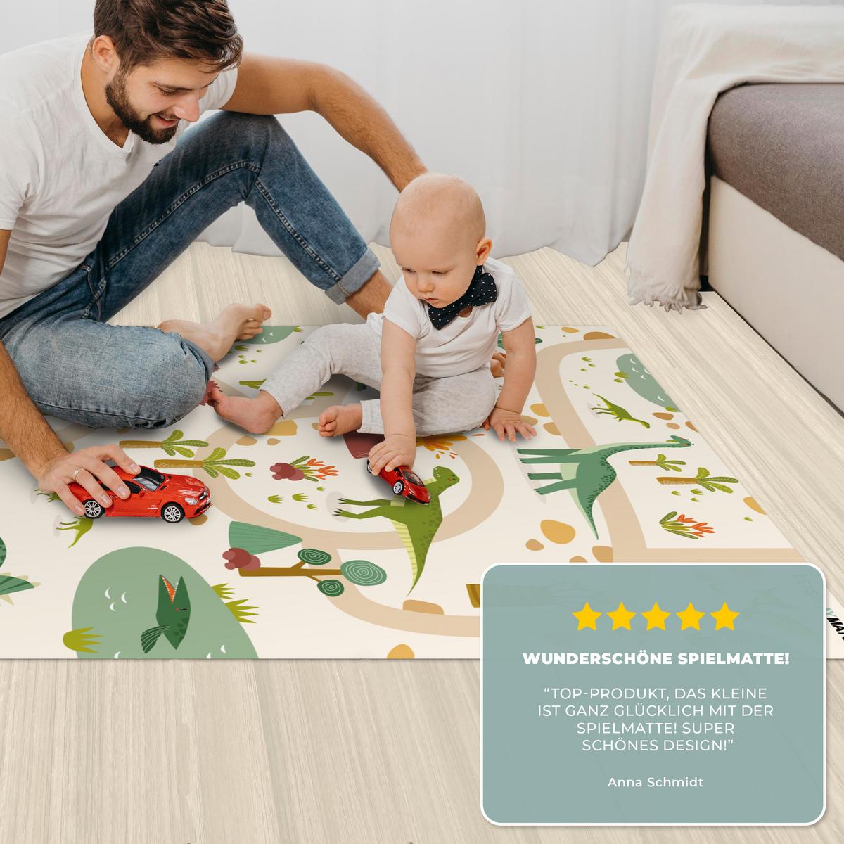 KINDERTEPPICH Dino - Grün - Natur - Kinder - Design Spielteppich 70x105 cm - Beige, Kunststoff (70/0.3cm) - OnlyWow
