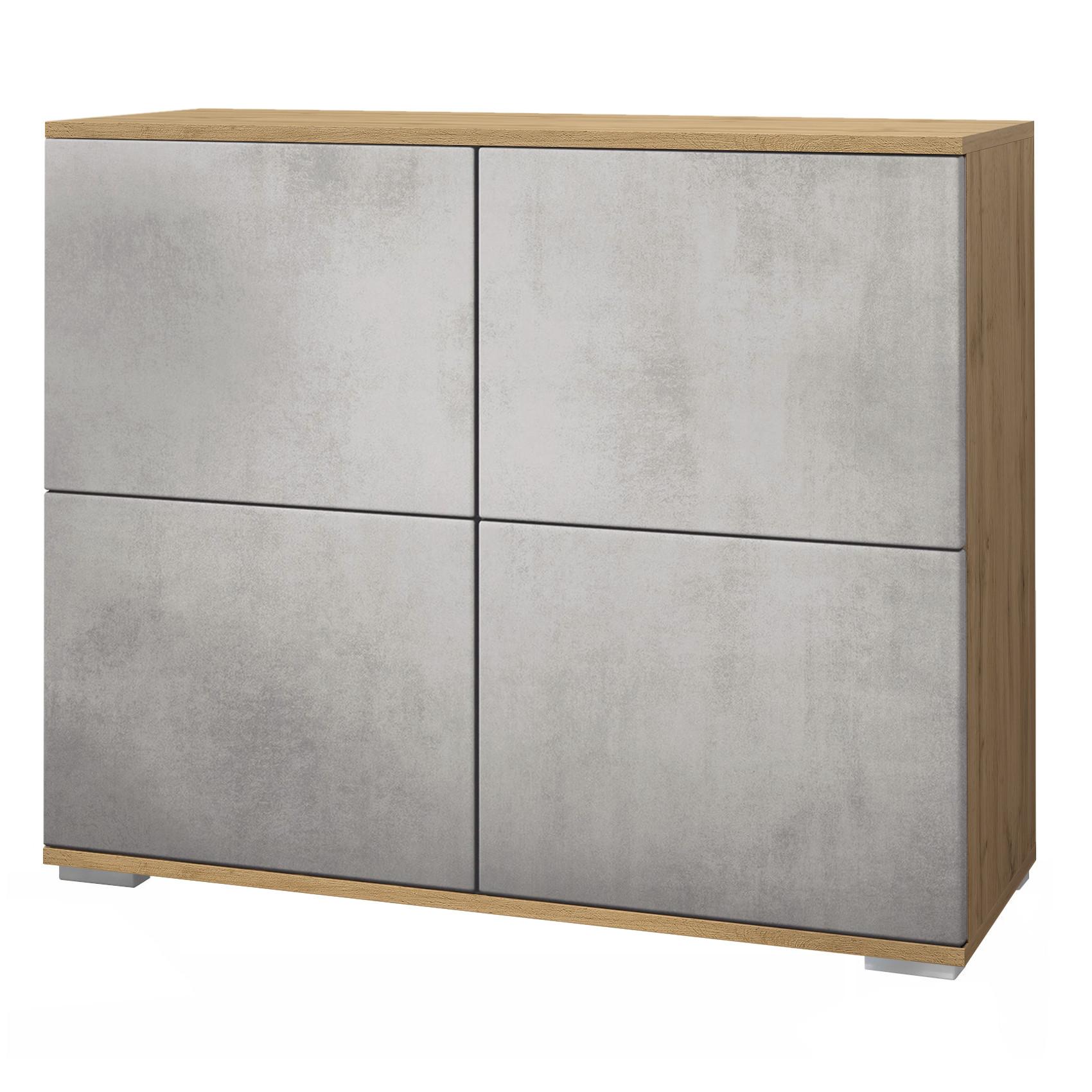 KOMMODE Rova Beton Oxid Optik - Hellgrau, Holzwerkstoff (92.5/75.5/35cm) - Vladon