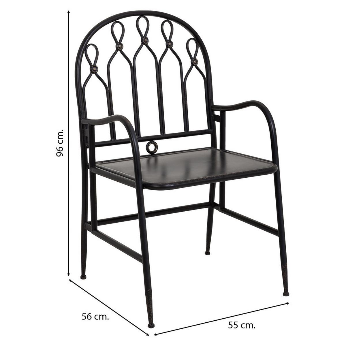 STUHL aus Metall, schwarz, 55x56x96cm - Schwarz, Metall (55/96/56cm) - Wanderlust