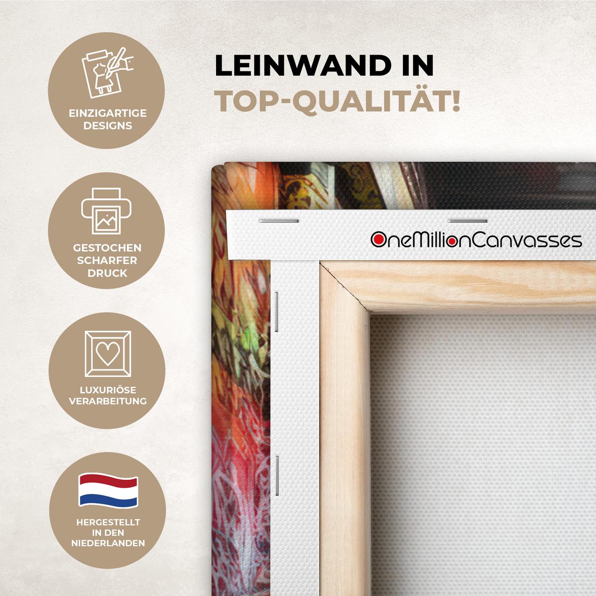 LEINWANDBILD Treppe - Graffiti - Farben - Kunst Wanddeko 40x60 cm - Multicolor, Textil (40/60cm) - MuchoWow