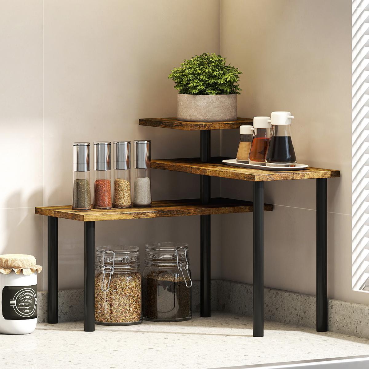 KÜCHENREGAL Spanplatte Metall Rustikal-Braun - Braun, Holzwerkstoff (18/36.5/40cm) - HOMCOM