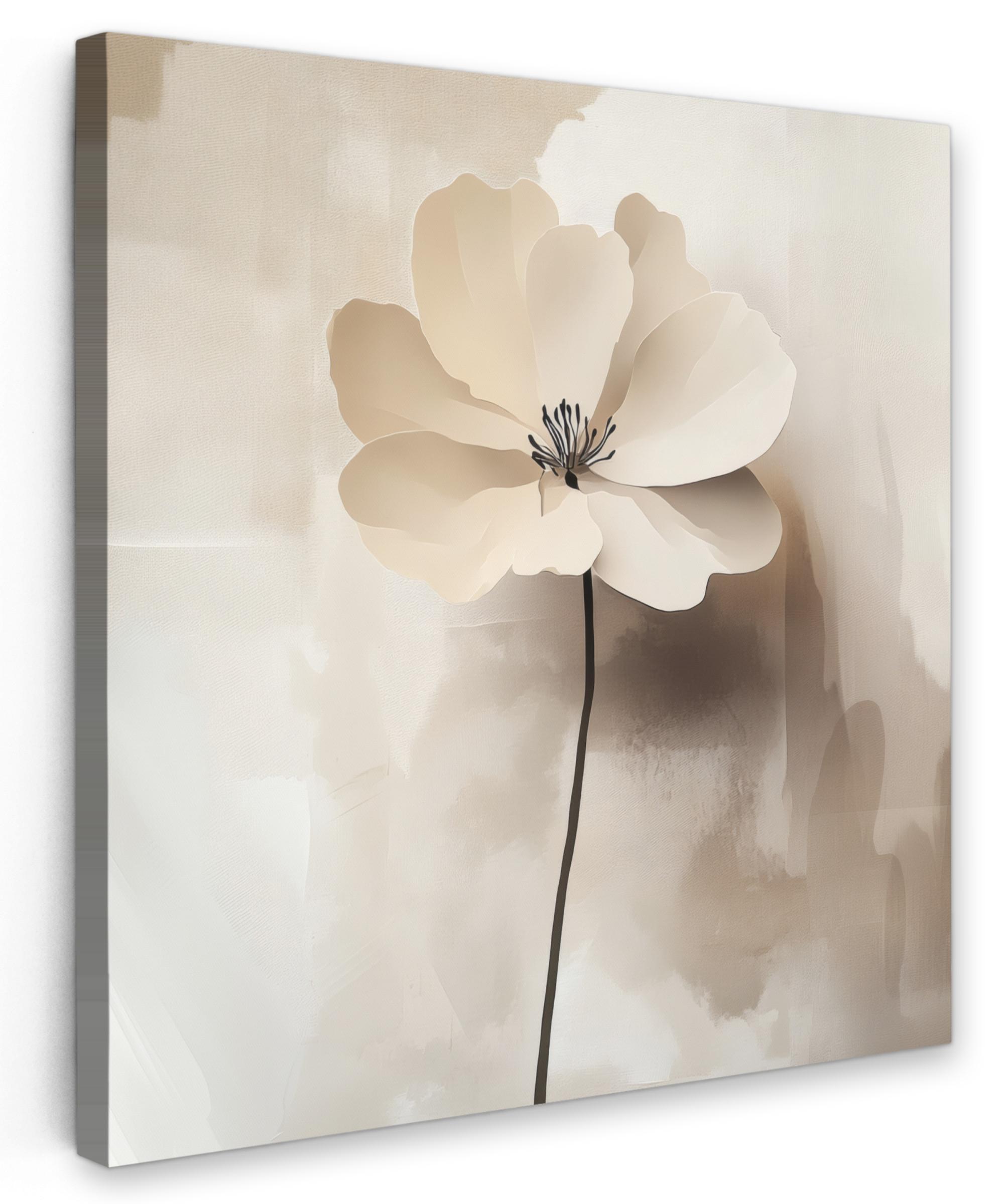 LEINWANDBILD Blume - Beige - Farbe - Schatten Deko Wohnzimmer 20x20 cm - Creme, Textil (20/20cm) - MuchoWow