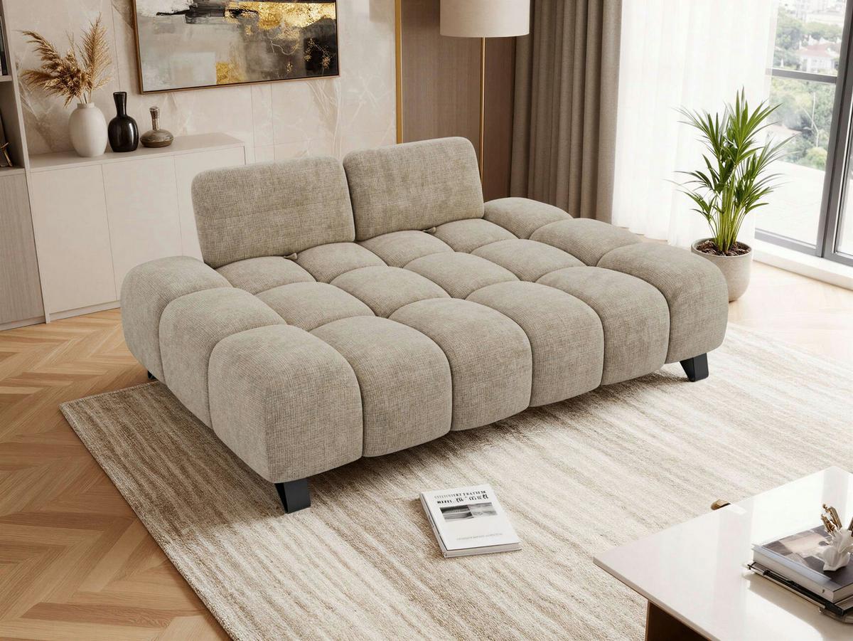 3-SITZER-SOFA NERANO - Beige Schenille - Beige/Schwarz, Textil/Metall (220/88/146cm) - MKS
