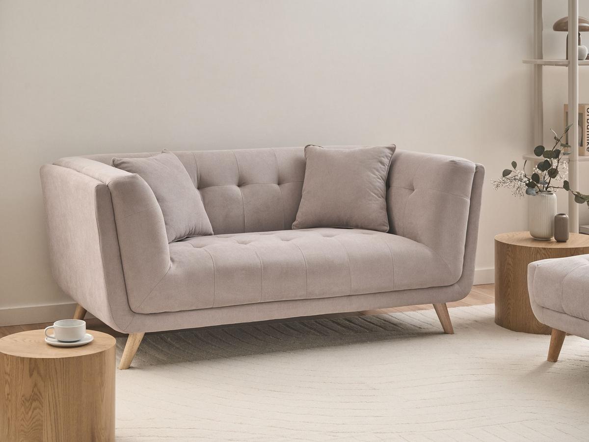 2-SITZER-SOFA Stoff Taupe Habo - Hellbraun, Textil (176/78/72cm) - Beliani