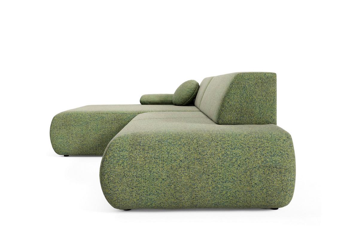 ECKSOFA DELTA L-S Grün Geflochtener Stoff mit Schlaffunktion - Grün, Holz (286/173.5cm) - MASSENO