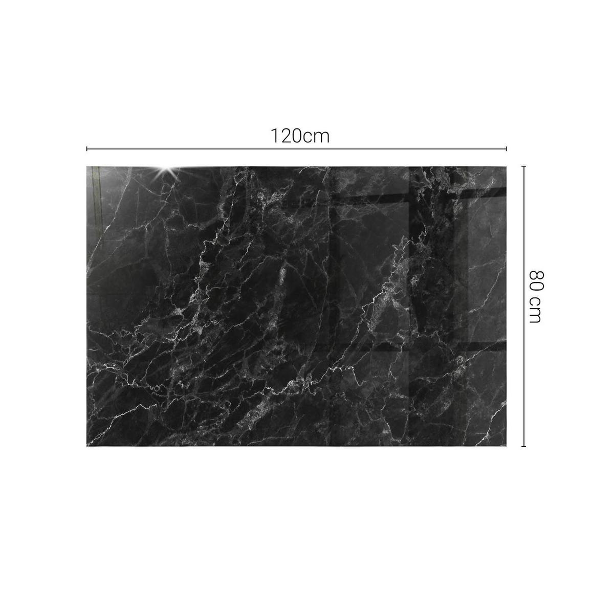 TISCHPLATTE 120x80 cm Marmormuster mit Adern - Schwarz, Glas (0.4/120/80cm) - TULUP