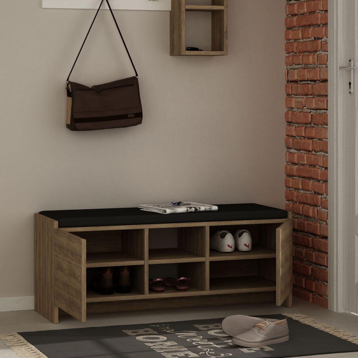 SCHUHBANK mit 2 Türen und 2 Nischen L110 cm - Zulla - Wildeiche, Holzwerkstoff (110/43/37cm) - Calicosy