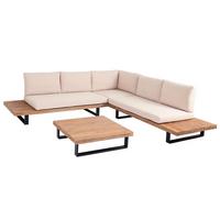 GARTEN-GARNITUR Schwarz, Braun, Beige - Beige/Schwarz, Holz - MCW